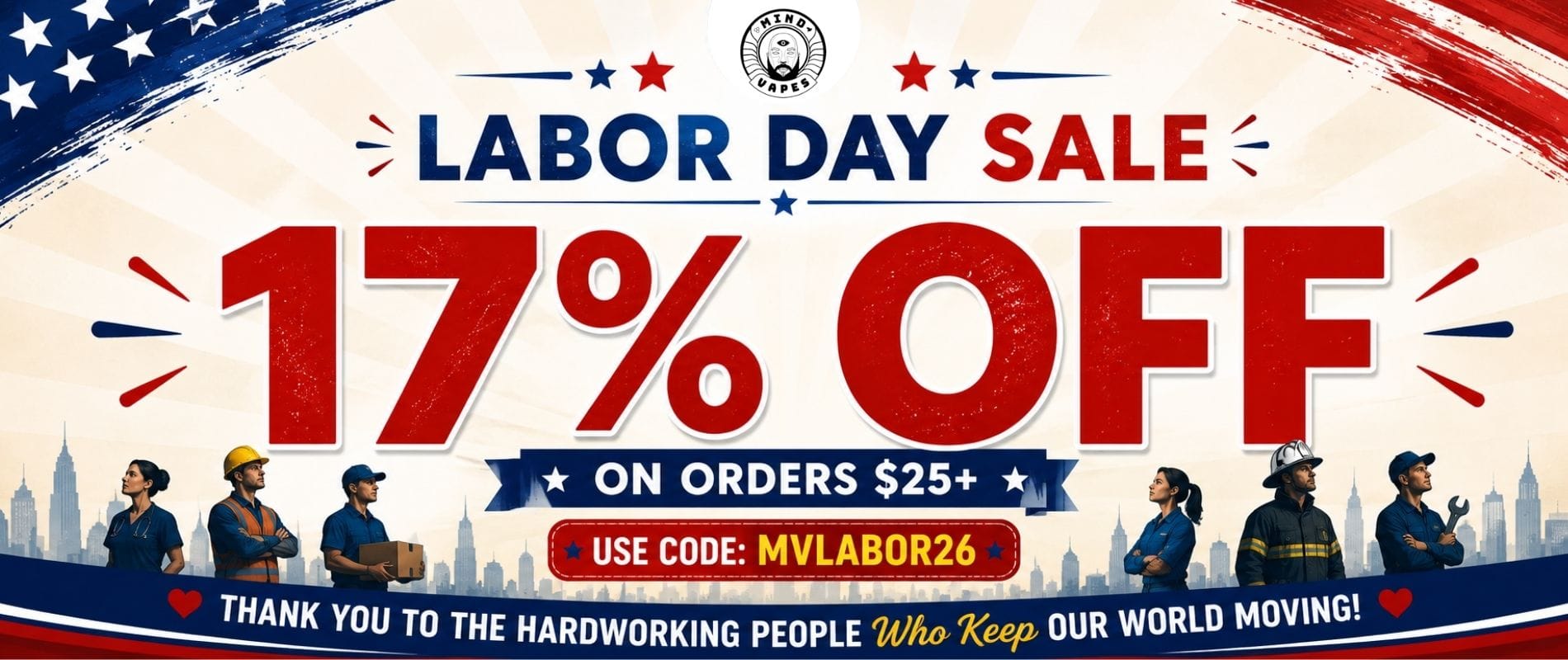 Labor Day Sale 2026 on Mind Vapes 17% OFF