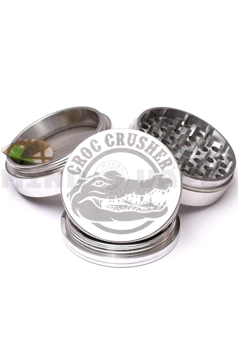 Croc Crusher - 2.5 inch 4 Piece Herb Grinder Silver