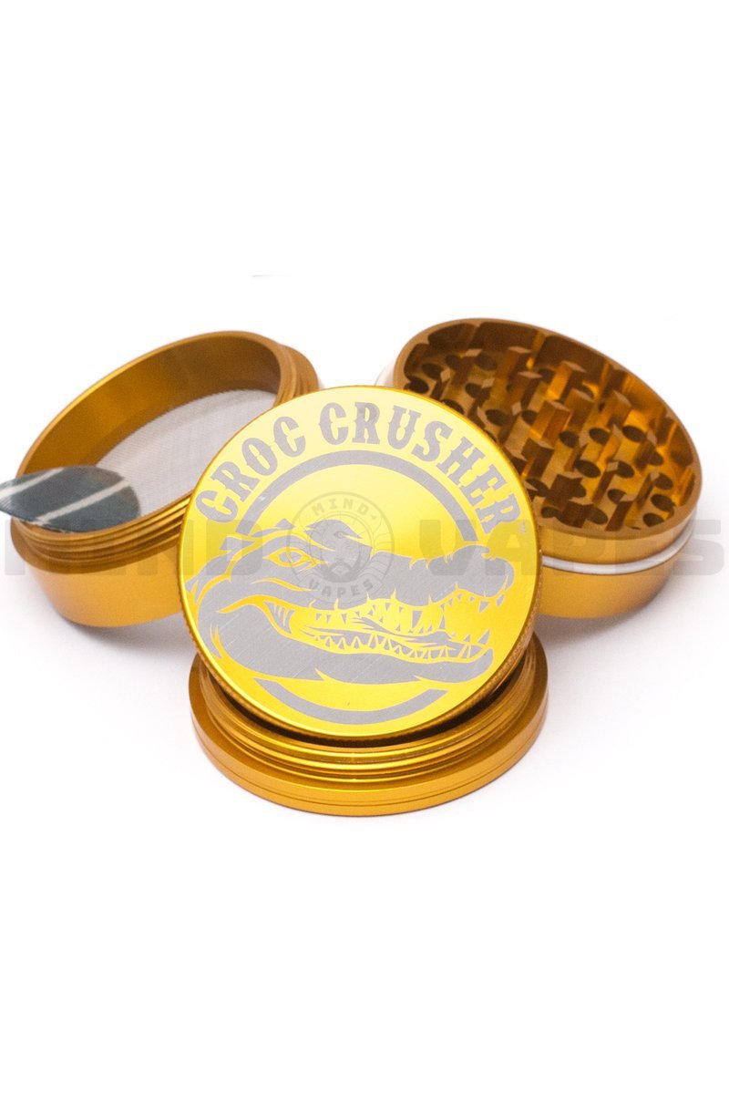 Croc Crusher - 2.5 inch 4 Piece Herb Grinder Gold