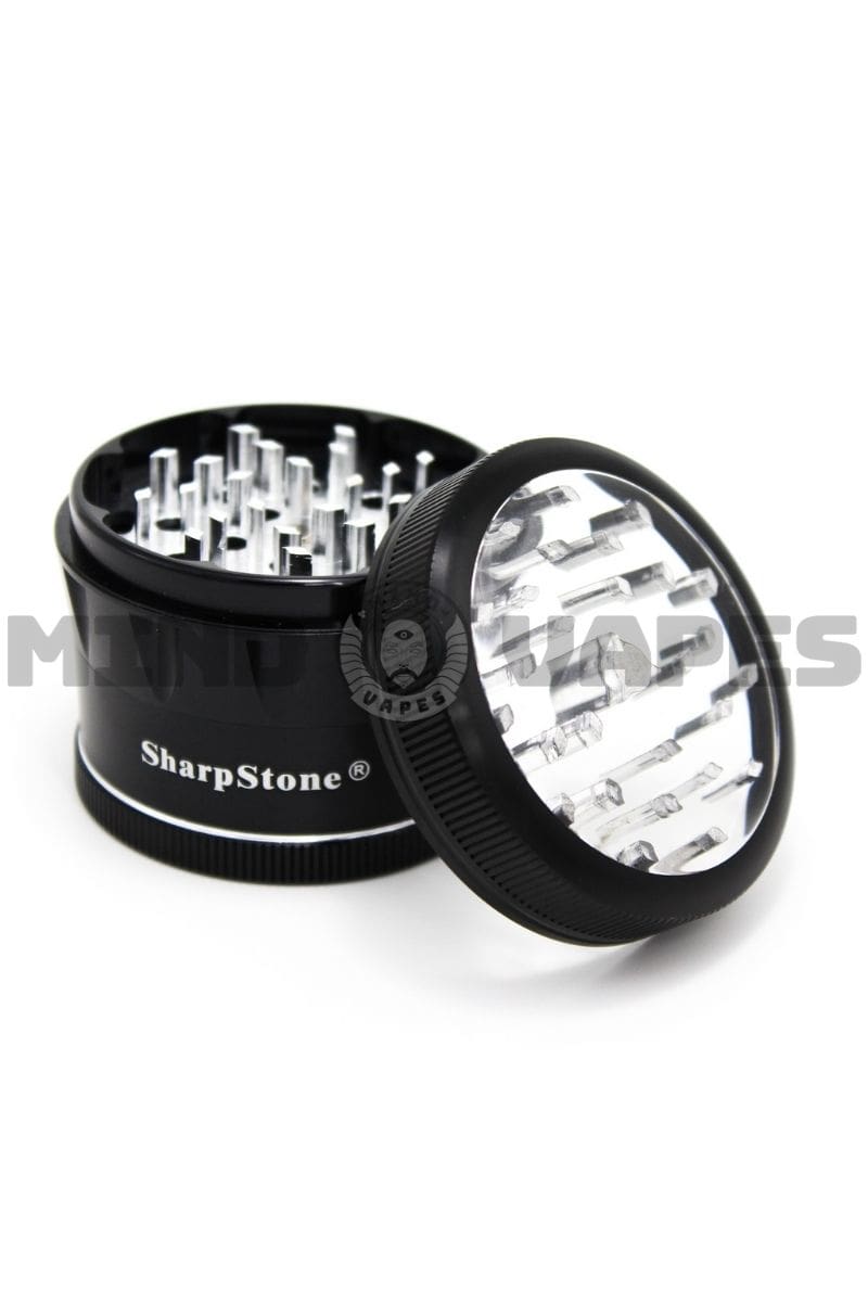 Sharp Stone - V2 4 Piece Clear Top Grinder Black / 2.2''