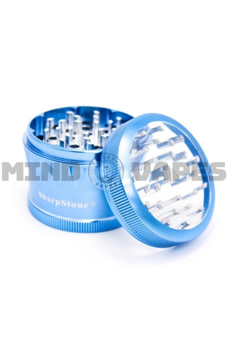 Sharp Stone - V2 4 Piece Clear Top Grinder Blue / 2.2''