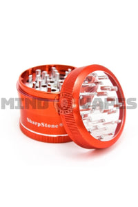 Sharp Stone - V2 4 Piece Clear Top Grinder Burgundy (Red) / 2.2''